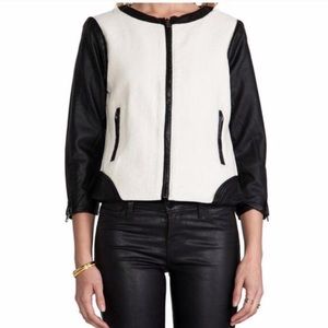 Sanctuary LA Cotton & Faux Leather Blazer